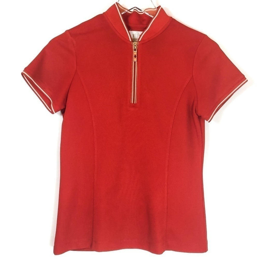 Vintage EP Pro Tour Tech Red 1/4 Zip Gold Trim Golf Polo